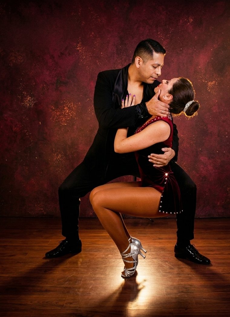 Nelson Lara y Jimena Yuste bailando salsa